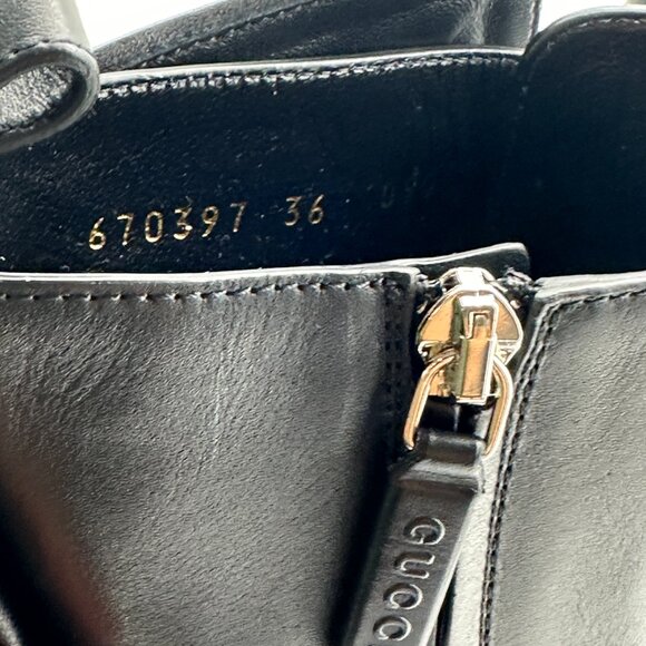 Gucci GG Logo Metalasse Leather Strap Combat Lace Up Ankle Bootie Boots - Picture 13 of 16